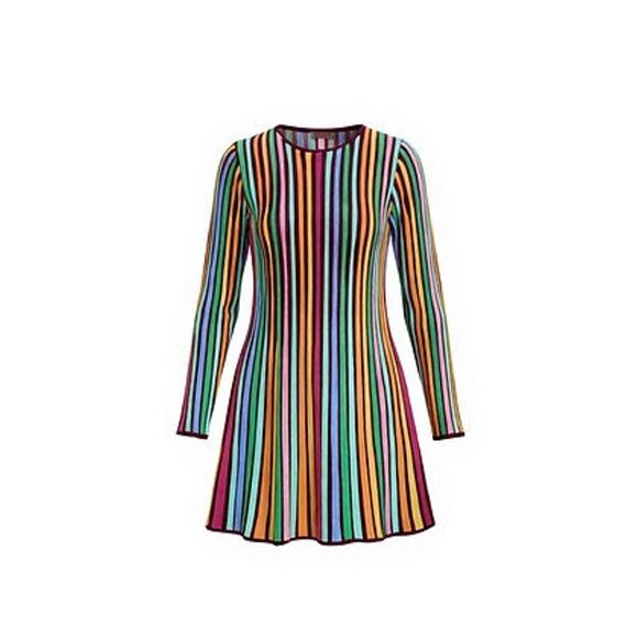 TUCKERNUCK Rainbow Stripe Knit Amal Dress Size L NWT Retail $248 Tuckernuck - Picture 7 of 7